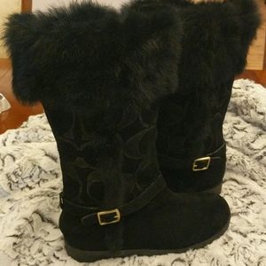 Authentic Coach black suede and fur boots